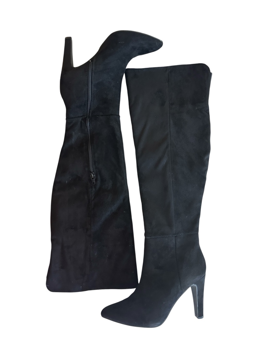 Material Girl Black Suede Over-the-Knee High Heel Boots